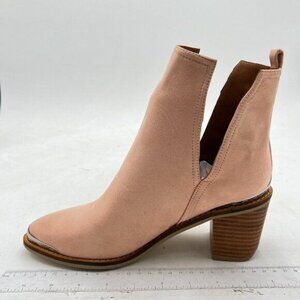 YDN Pink Women's Low Heeled Ankle Boots Faux Suede Cowboy Booties Cutout